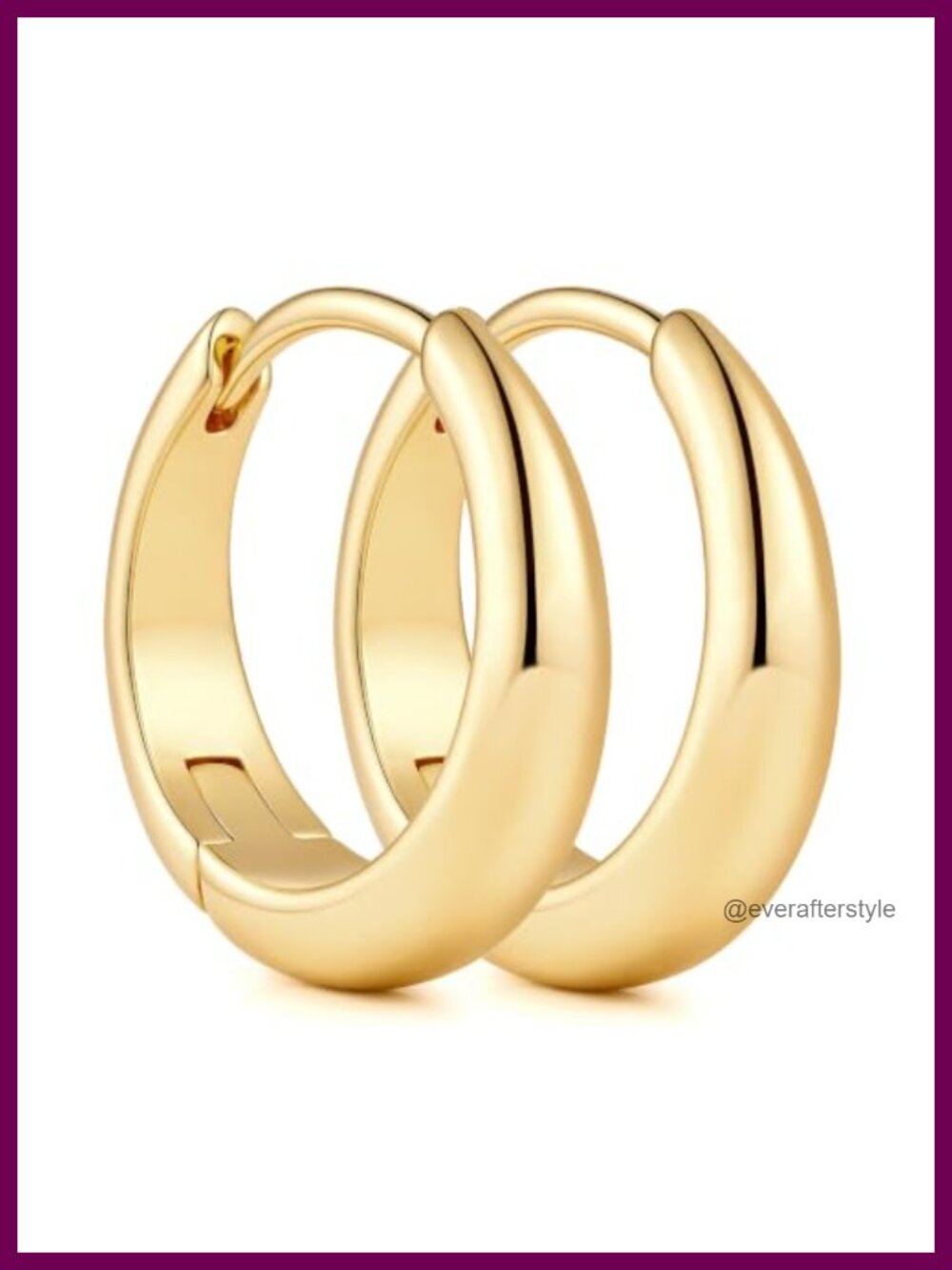 14k Gold Plated Hoop Earrings for Women Push Back 13mm 18mm 22mm